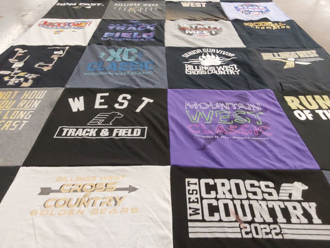 T-shirt quilt featuring billings west cross country, billings west track and field by Annie from MT