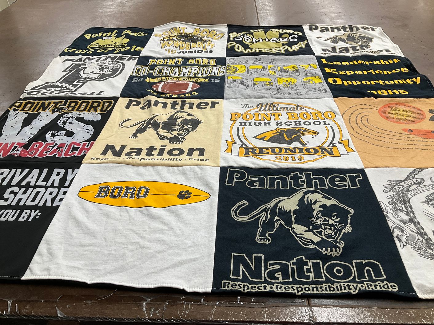 T-shirt quilt featuring point boro panthers by Jacklyn from NJ