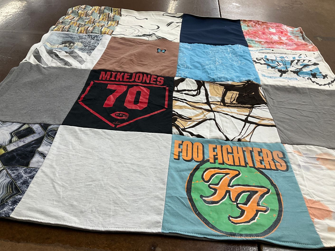 T-shirt quilt with music, sports themes by Michael from LA