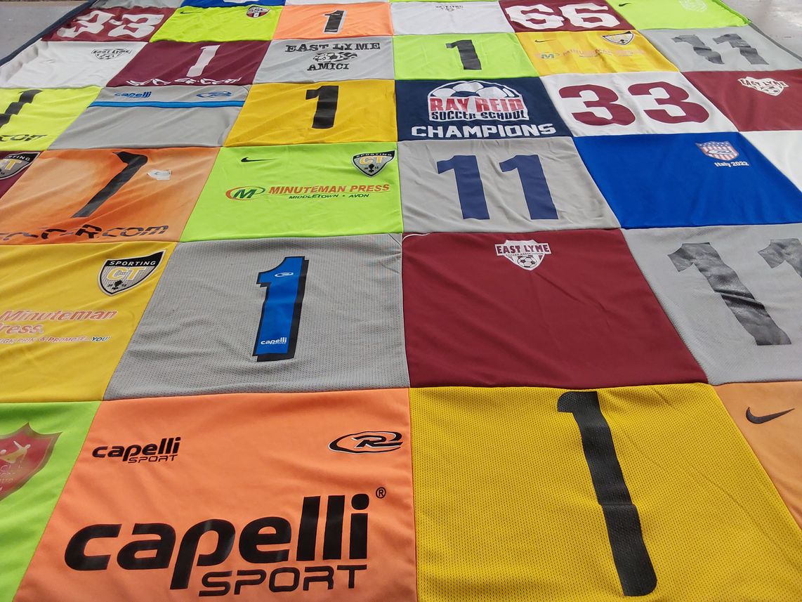 T-shirt quilt from east lyme high school by WILLIAM from CT