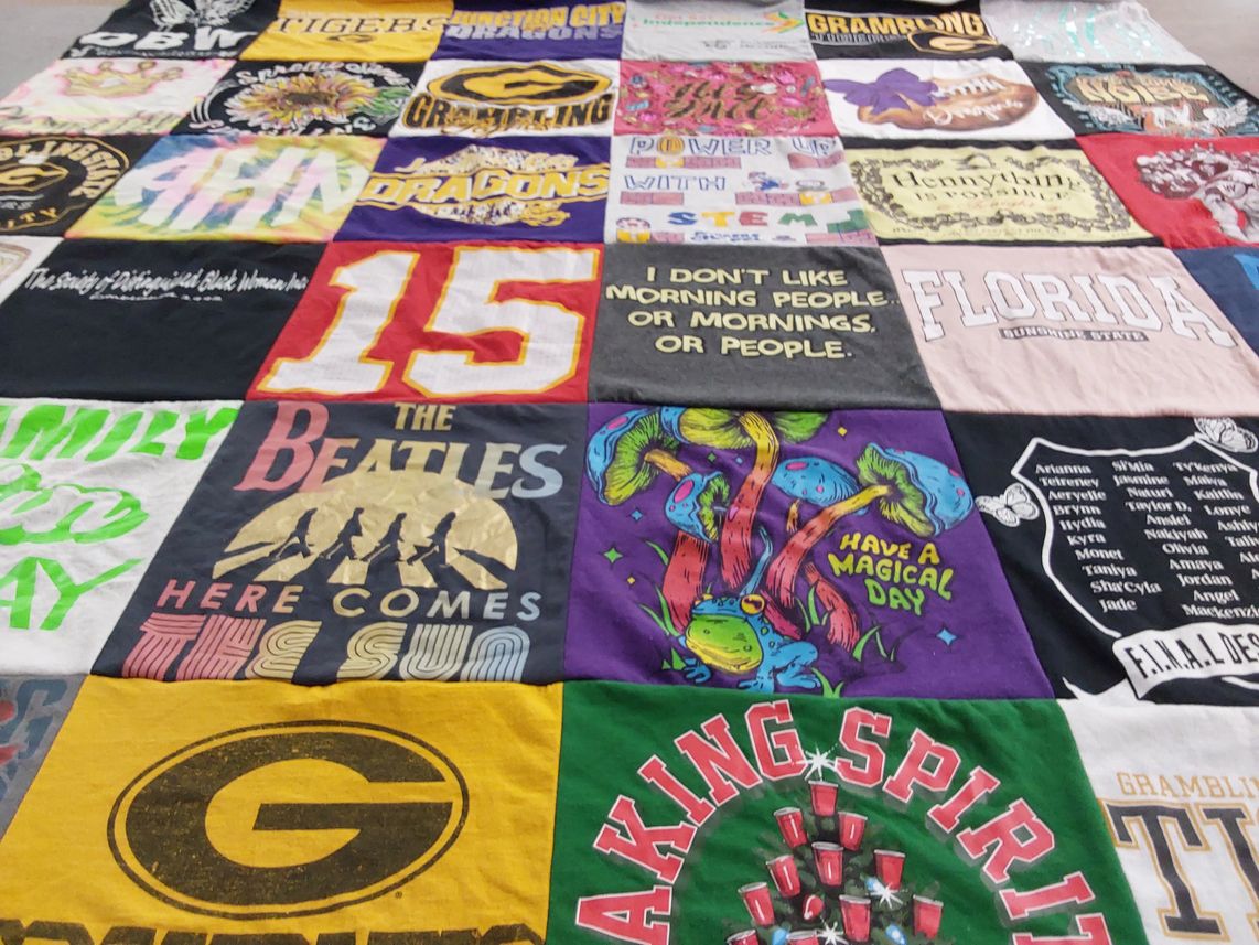 T-shirt quilt from grambling state university, university of florida by Aeryelle from LA