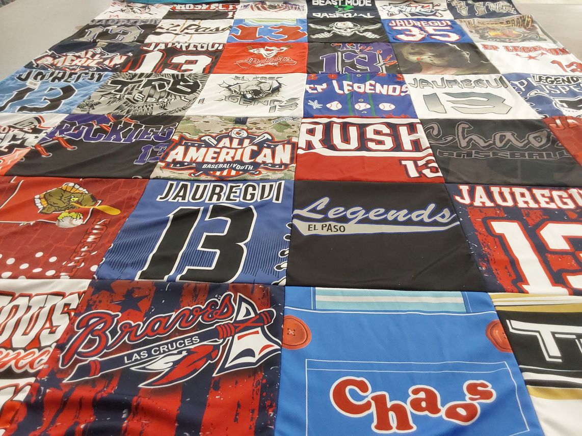 T-shirt quilt with baseball themes by jacob from MI