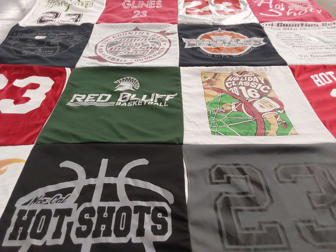 T-shirt quilt featuring red bluff basketball, nor-cal hot shots by Tracey from CA