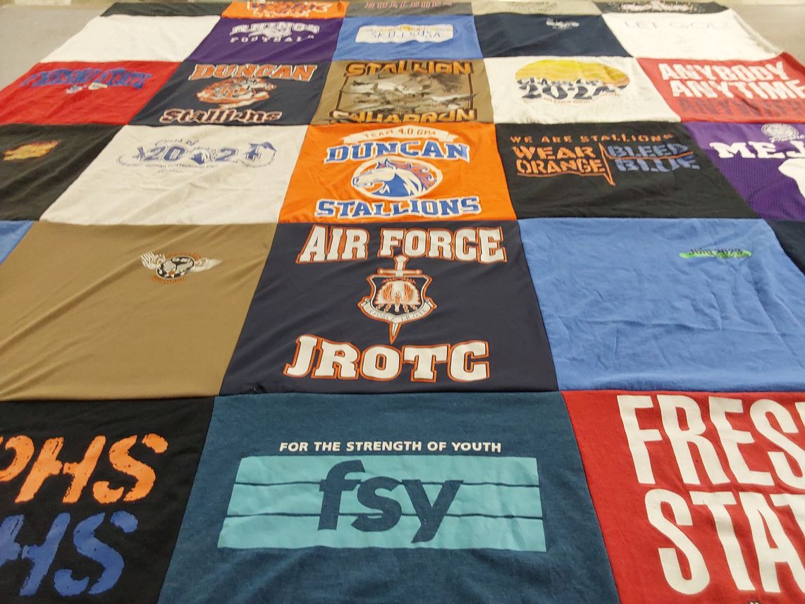 T-shirt quilt featuring duncan stallions by Sarah from CA