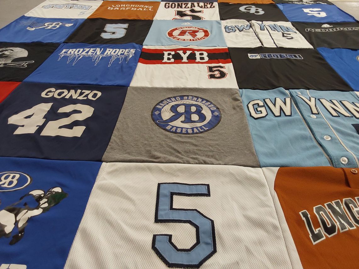 T-shirt quilt featuring longhorns baseball by Rochelle from CA
