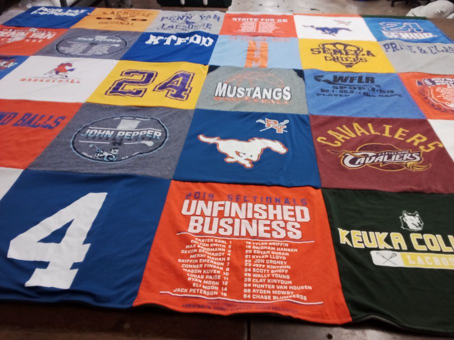 T-shirt quilt featuring cleveland cavaliers, mustangs by Stacey from NY