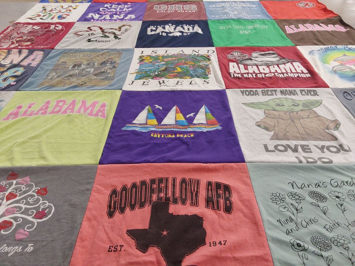 T-shirt quilt from university of alabama, delta state university by Phyllis from AL