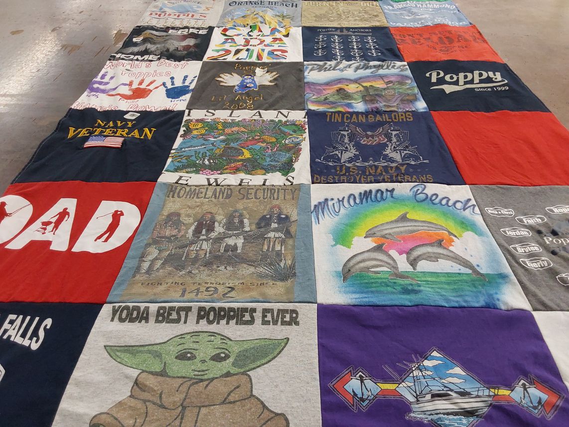 T-shirt quilt with military, beaches themes by pHILLIP from AL