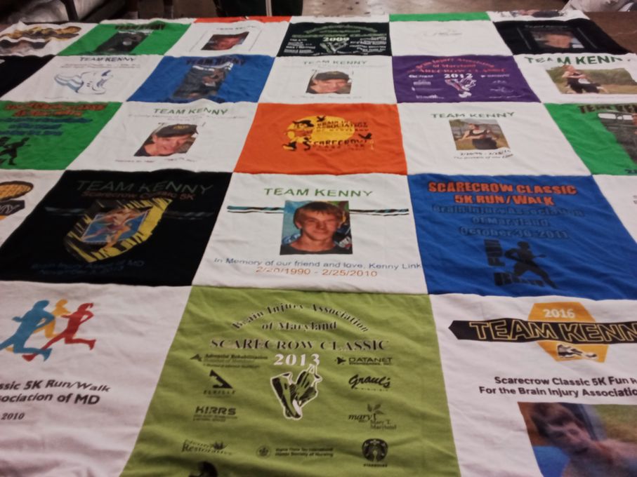 T-shirt quilt with running, charity themes by TOD from WV
