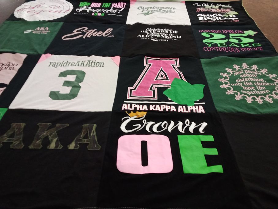 T-shirt quilt with sisterhood themes by Janetta from GA