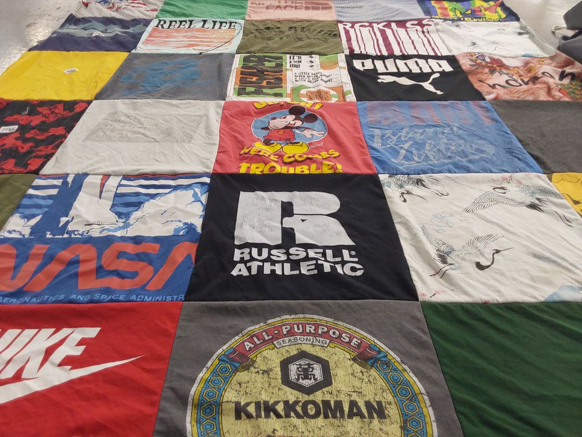 T-shirt quilt with sports, space themes by anthony from CA