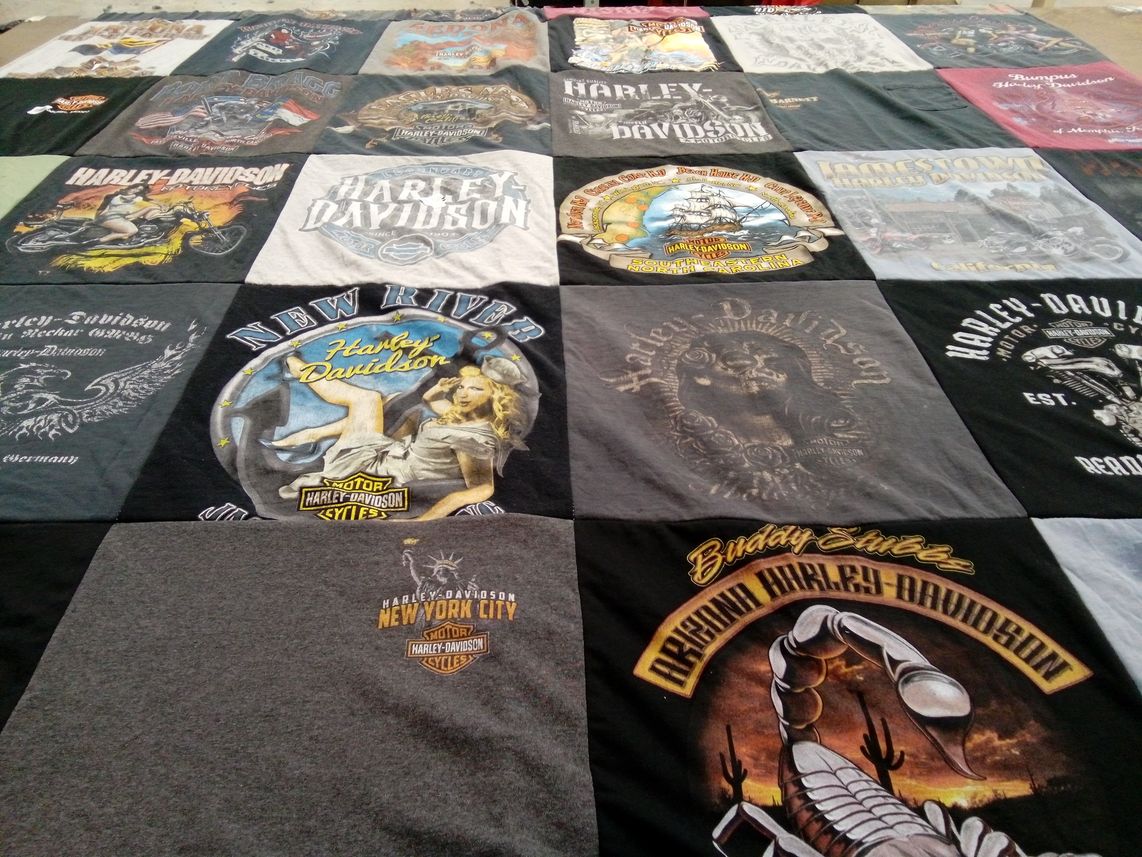 T-shirt quilt with motorcycles themes by Stacey from CA