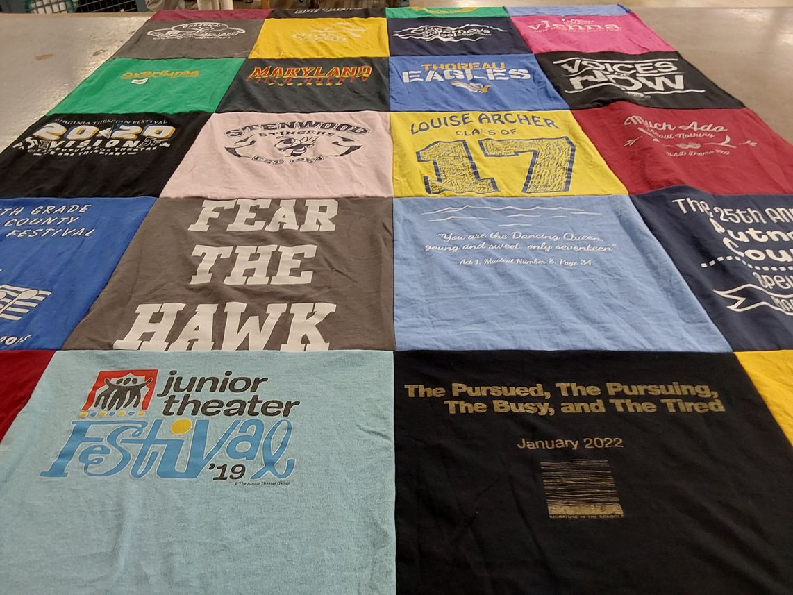 T-shirt quilt from thoreau middle school, greenwood elementary school by Clare from VA