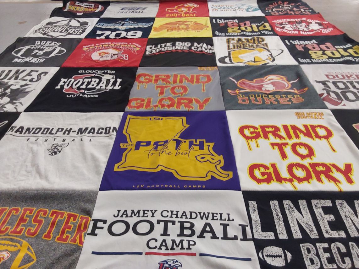 T-shirt quilt featuring gloucester dukes, randolph-macon football by Angela from VA