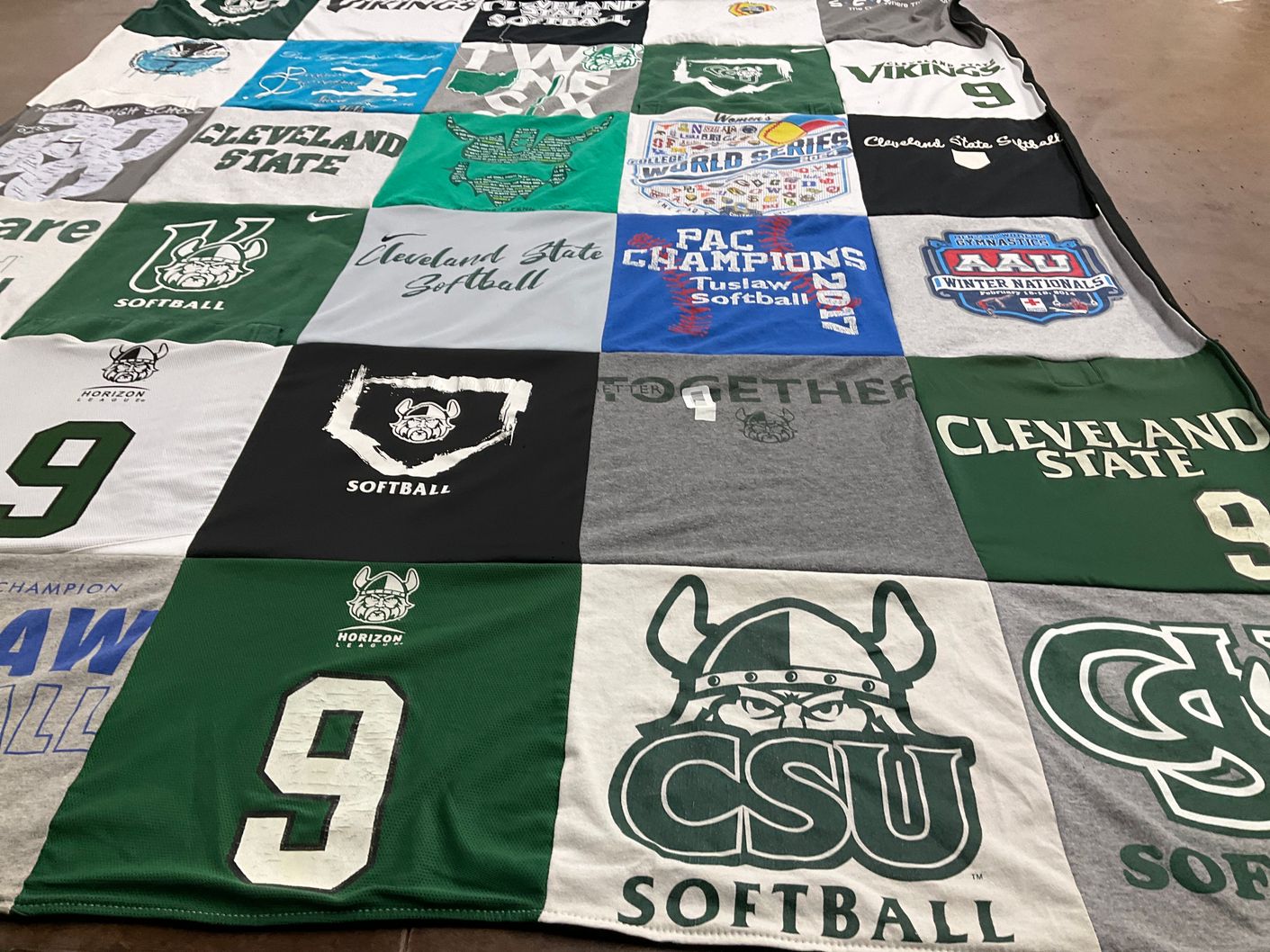 T-shirt quilt featuring cleveland state university softball by Julie from OH