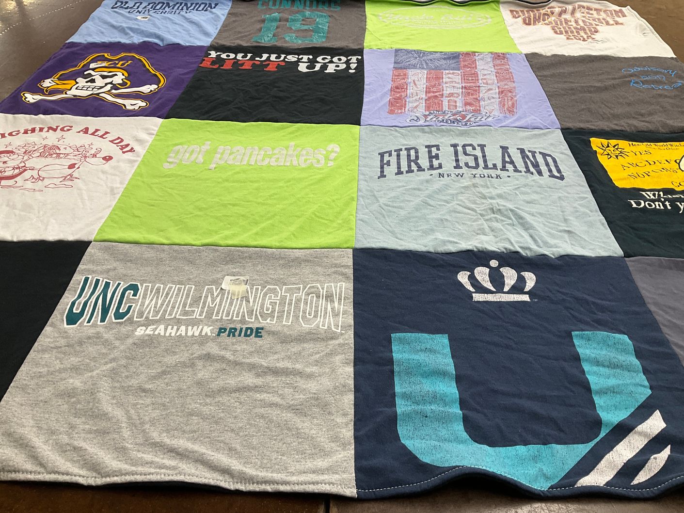 T-shirt quilt featuring ecu pirates, unc wilmington seahawks by Barbara from VA