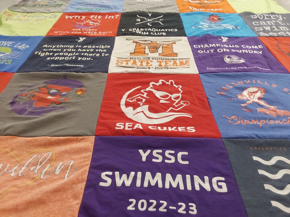 T-shirt quilt featuring sea cukes, yscc swimming by Tovah from SC