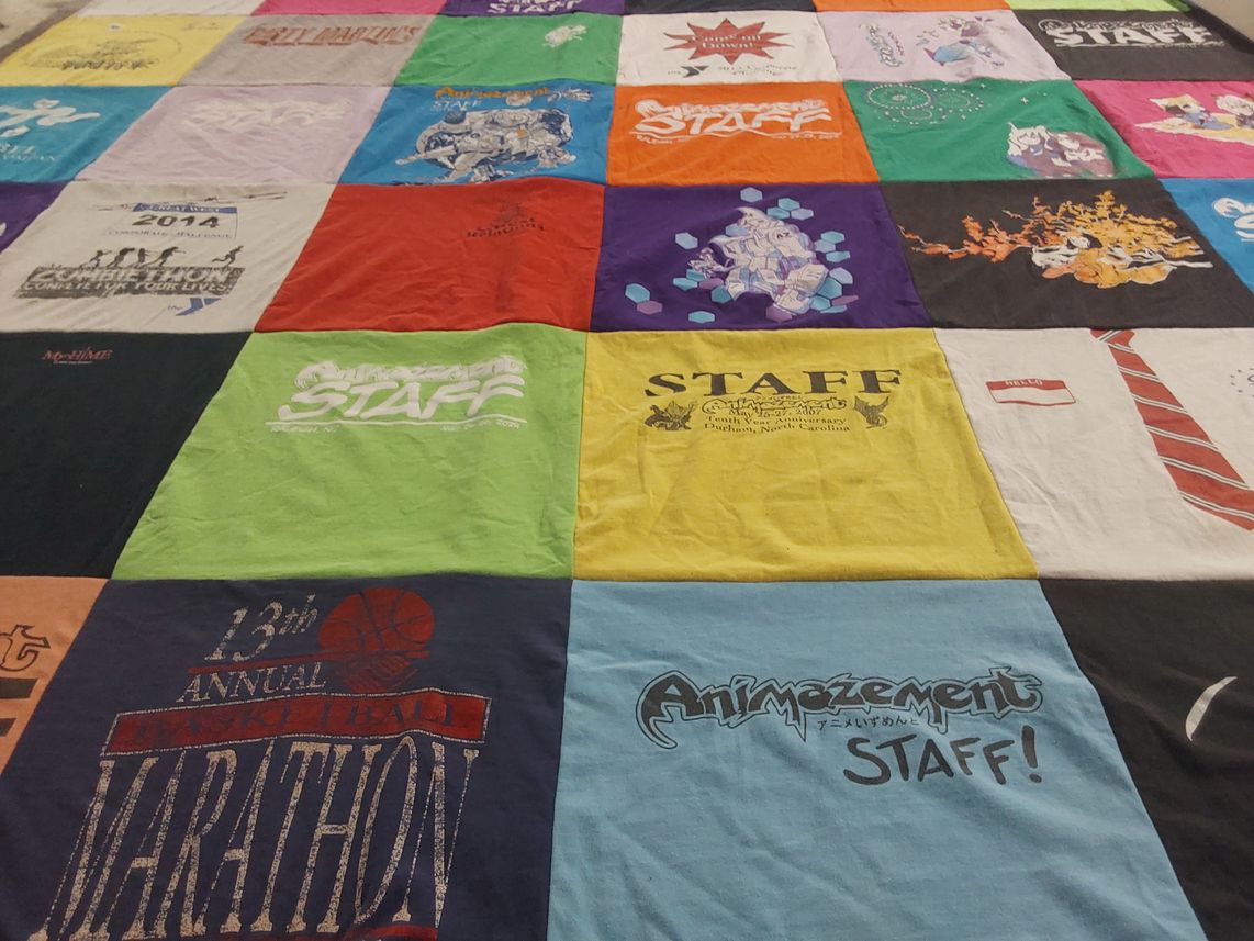 T-shirt quilt with events, animation themes by Evelyn from SC