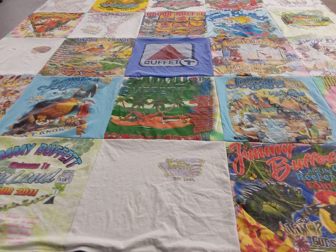 T-shirt quilt with music, concerts themes by Laine from MA