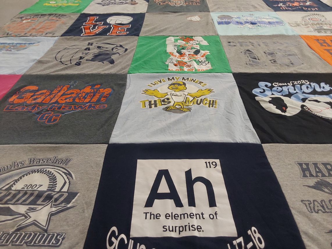 T-shirt quilt featuring gallatin lady hawks by Micki from IL