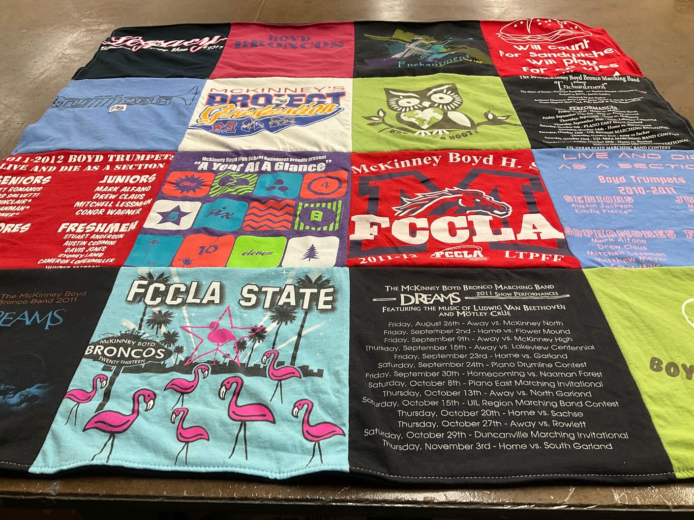 T-shirt quilt featuring mckinney boyd broncos by Debbie from TX