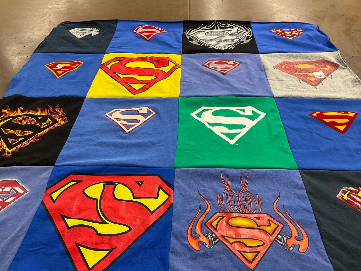 T-shirt quilt with comics, superheroes themes by Jacqueline from AZ