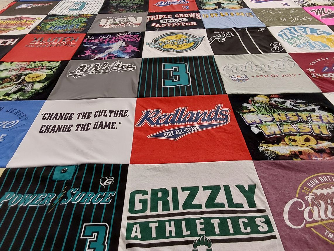 T-shirt quilt featuring triple crown bruin, grizzly athletics by Stacy from CA