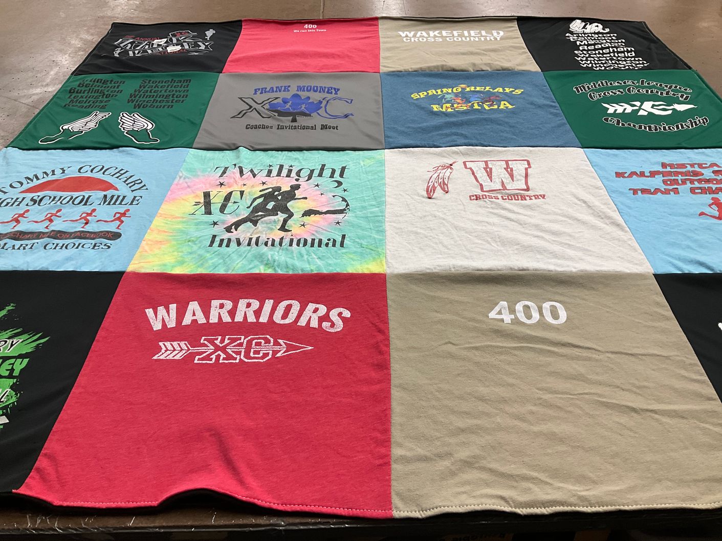 T-shirt quilt featuring warriors cross country by amy from MA