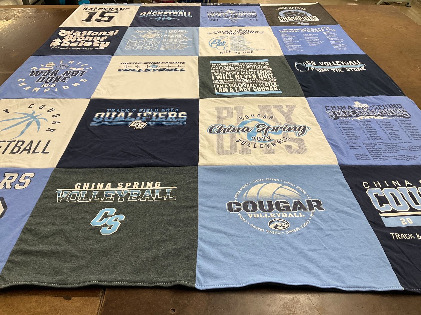 T-shirt quilt featuring china spring high school volleyball, china spring high school basketball by Kathryn from TX