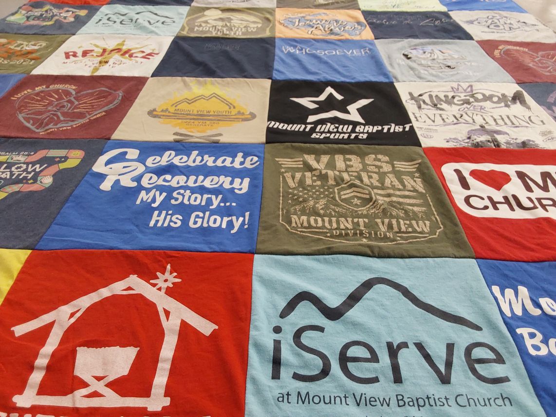 T-shirt quilt with faith, community themes by Mark from AL