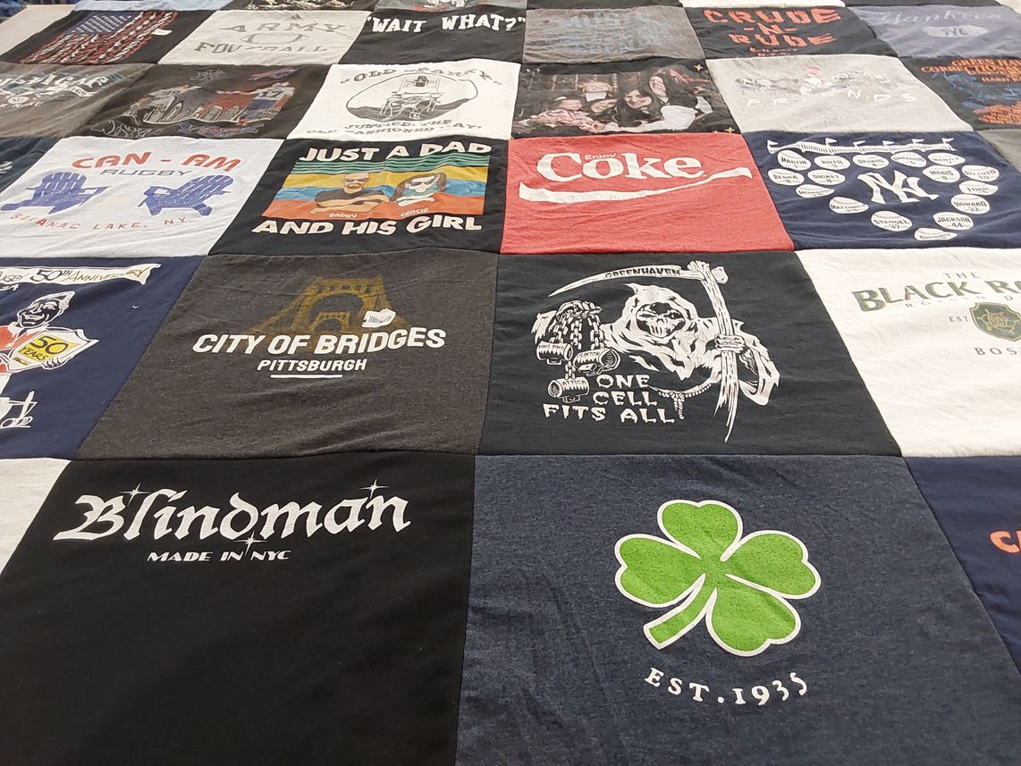 T-shirt quilt with rugby themes by Christopher from CT
