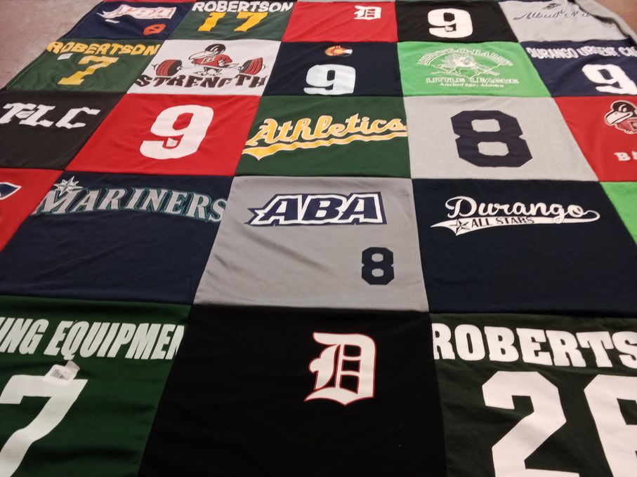 T-shirt quilt featuring durango all stars by Amy from CO