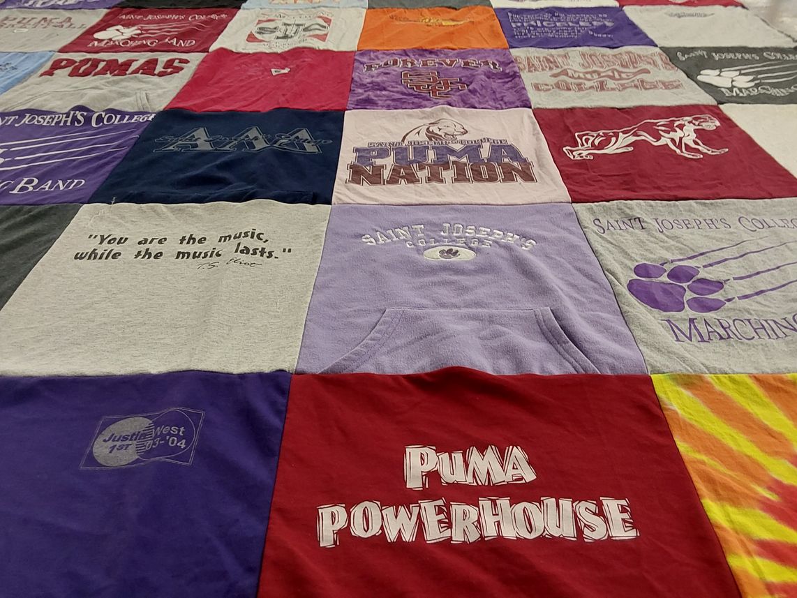 T-shirt quilt from saint joseph's college by Kami from IN