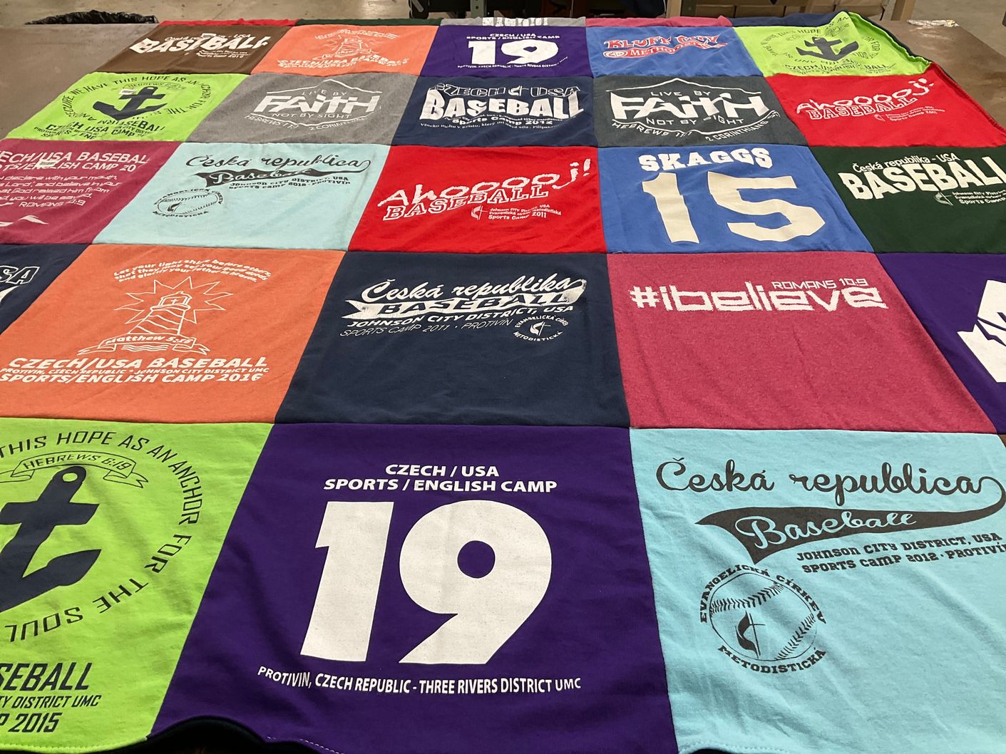 T-shirt quilt with baseball, sports themes by Jennifer from TN
