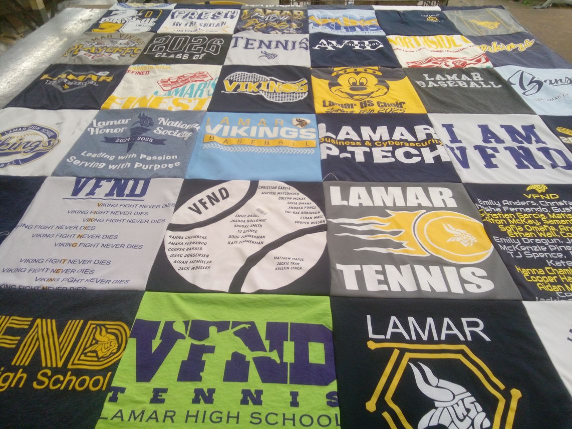 T-shirt quilt featuring lamar vikings by Beth from TX