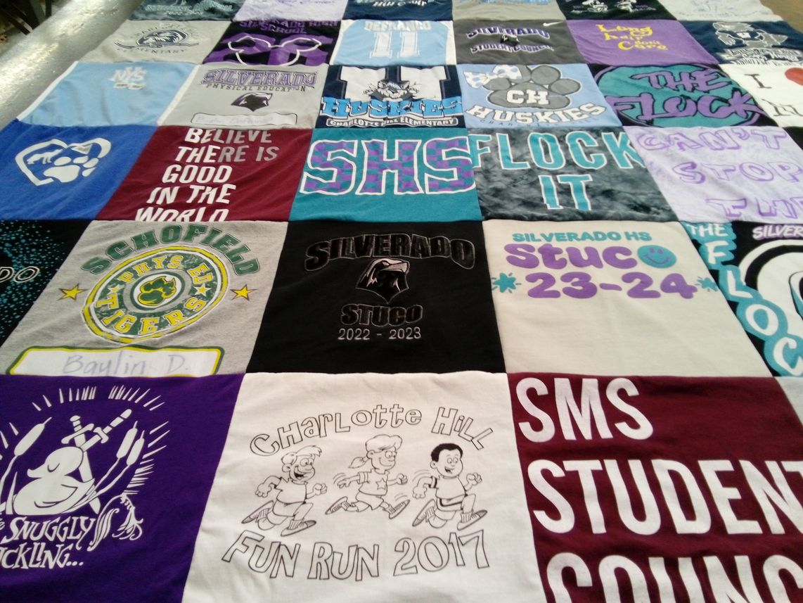 T-shirt quilt featuring silverado high school, schofield elementary tigers by Toni from NV