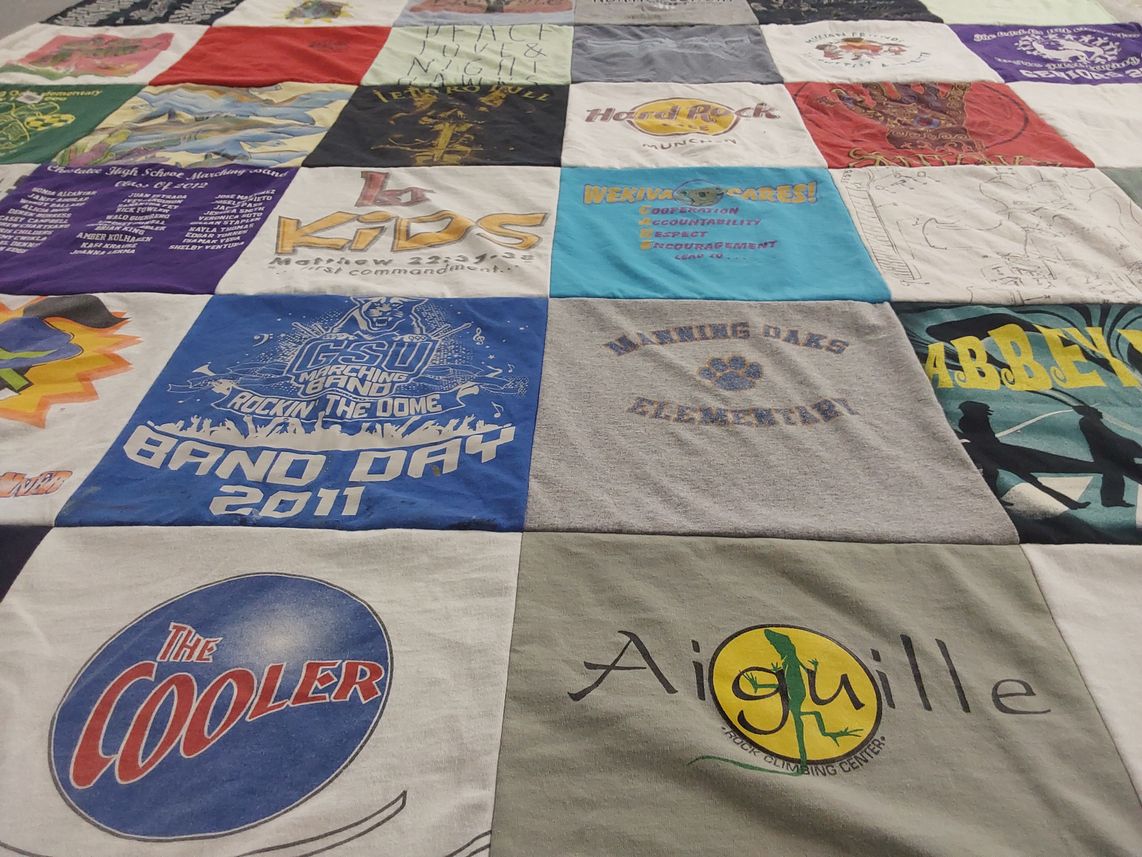 T-shirt quilt from georgia state university, manning oaks elementary by Andrea from GA