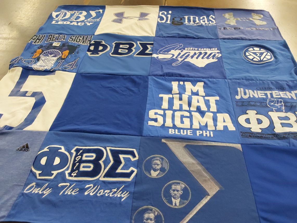 T-shirt quilt with black culture, historical significance themes by Katie from NC