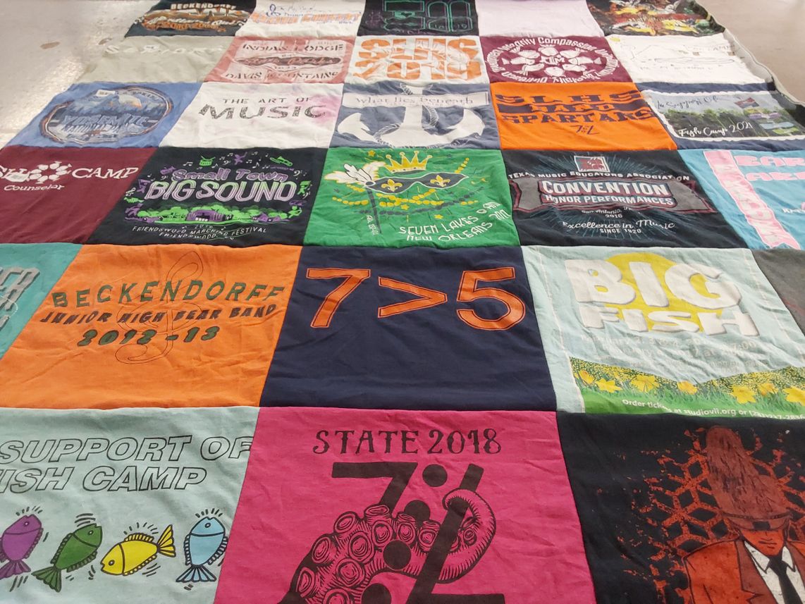 T-shirt quilt from beckendorff junior high school by Leslie from TX