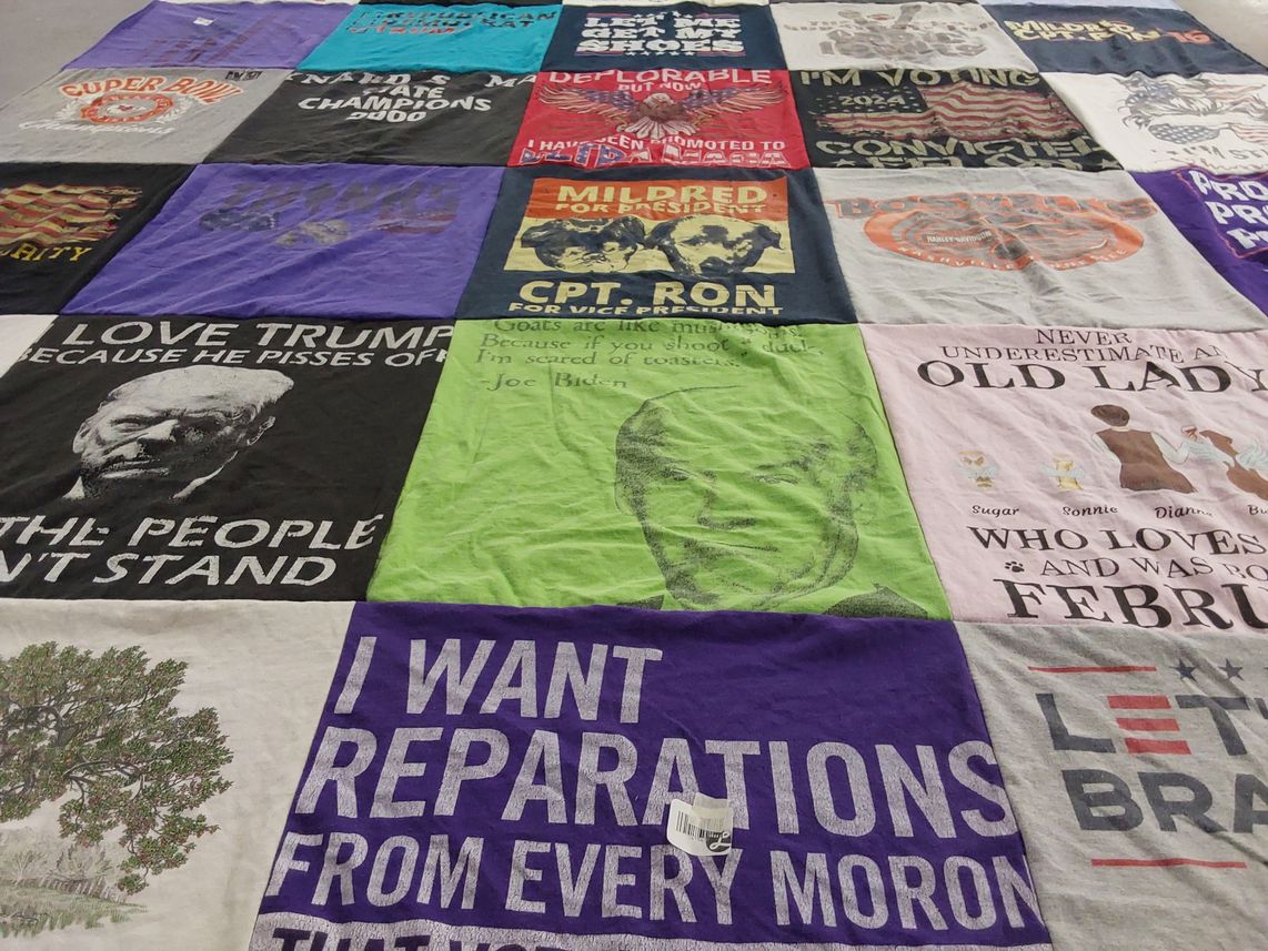 T-shirt quilt with politics, activism themes by dianne from MO