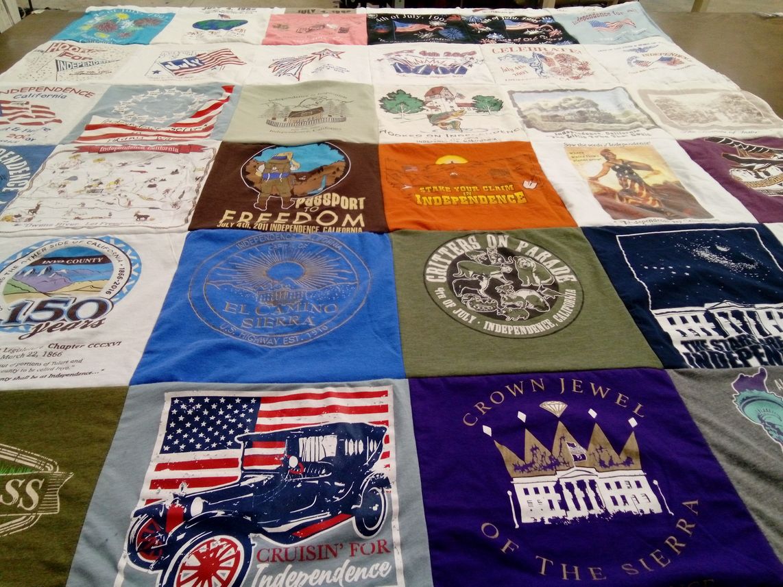 T-shirt quilt with fourth of july, independence day themes by Annette from CA