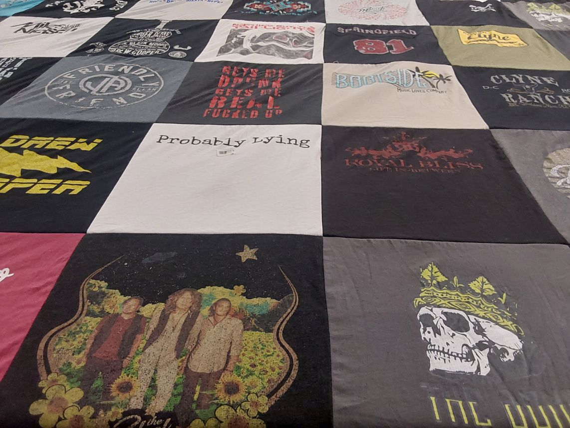 T-shirt quilt with music, art themes by John from AZ