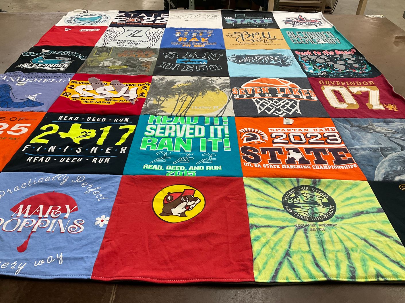 T-shirt quilt featuring spartan band by Leslie from TX