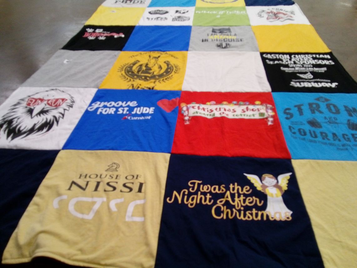 T-shirt quilt from gaston christian university by Jenny from NC