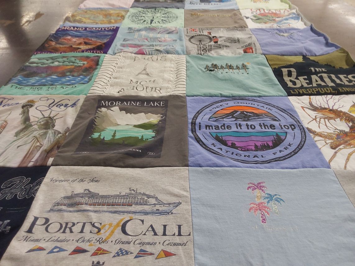 T-shirt quilt with travel, nature themes by Sandra from AL