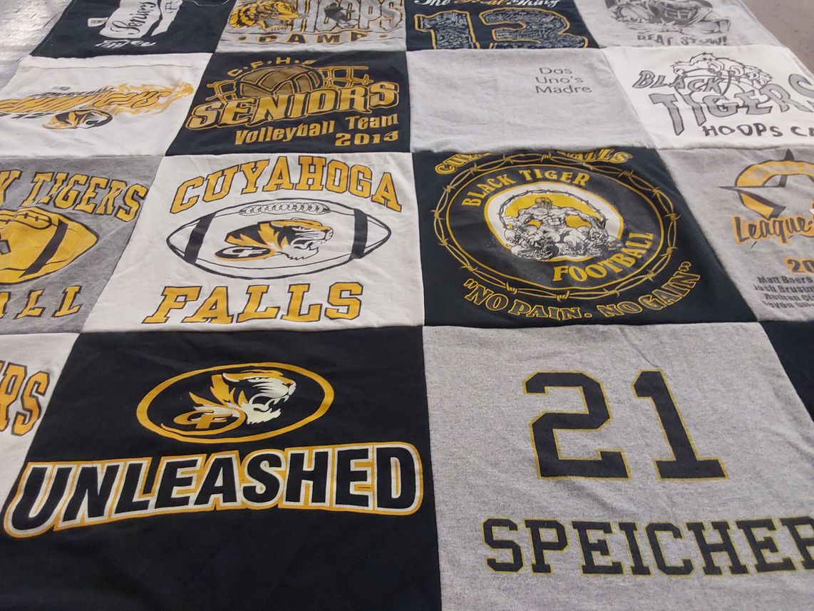 T-shirt quilt featuring cuyahoga falls black tigers football by Leigh from AZ