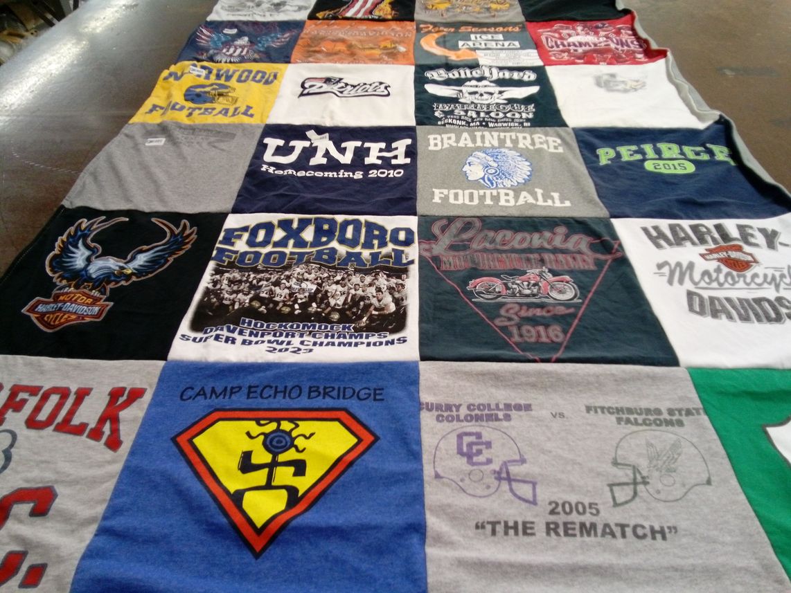 T-shirt quilt featuring foxborough football, braintree football by Sherry from MA