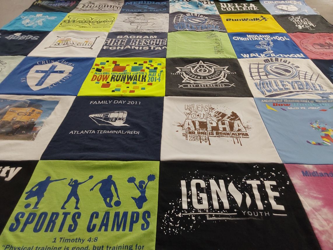 T-shirt quilt featuring midland christian school volleyball by Jen from MI