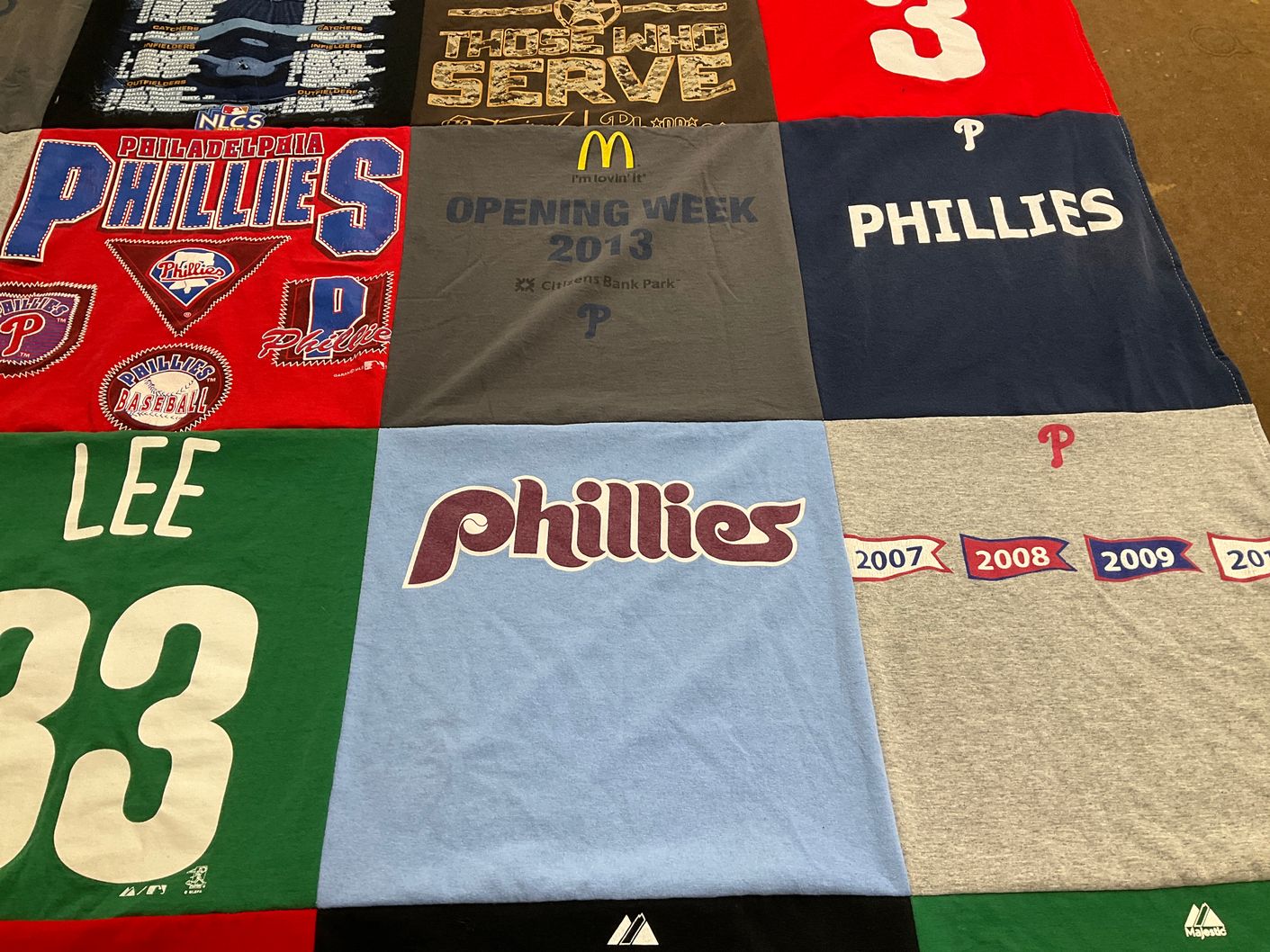 T-shirt quilt featuring philadelphia phillies baseball team by Kathy from NJ