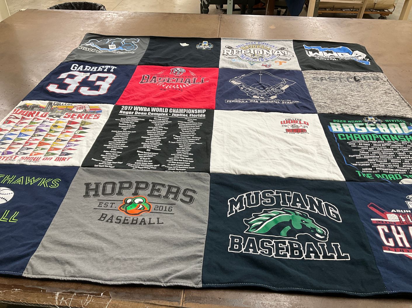 T-shirt quilt featuring hoppers baseball by Chris from GA